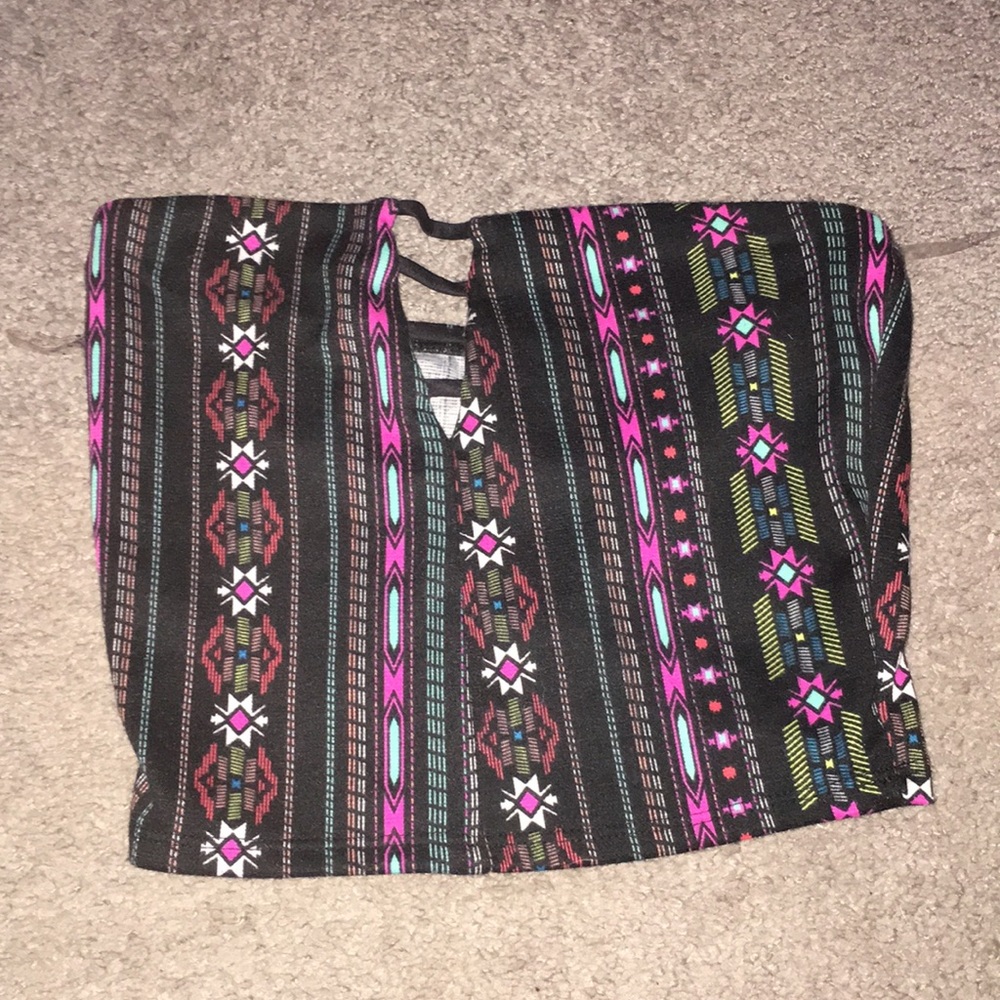 Printed Aztec tube top
